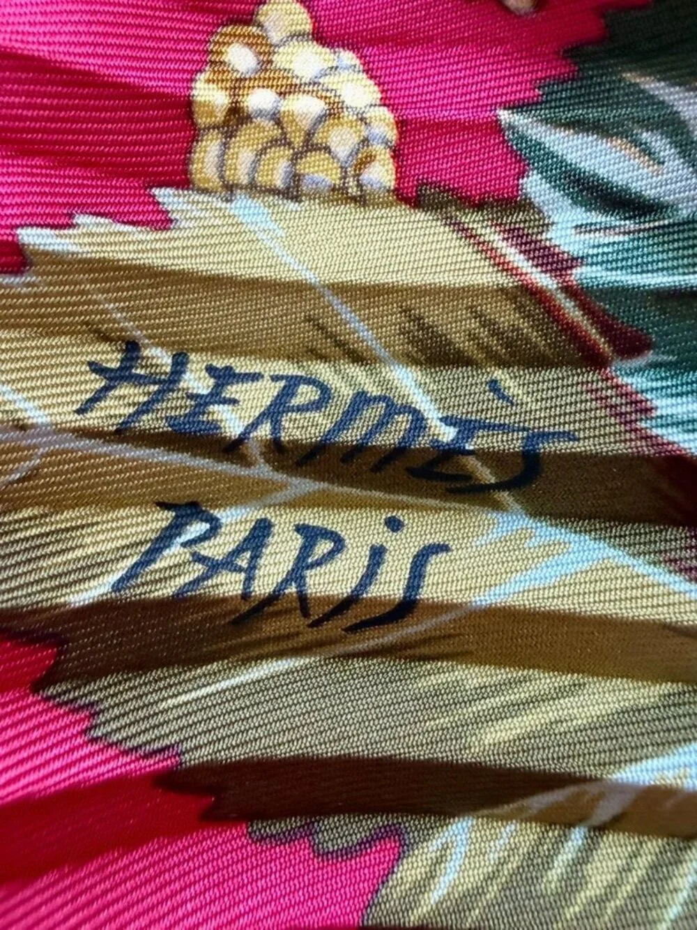 Hermes Red Au Coeur des Bois Silk Pleated Scarf